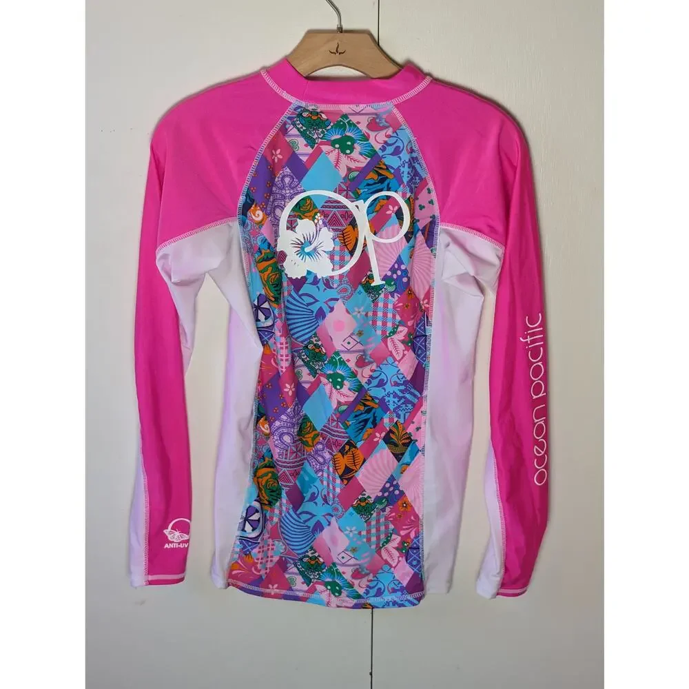 Ocean Pacific Girls Long Sleeve Swim Shirt XL